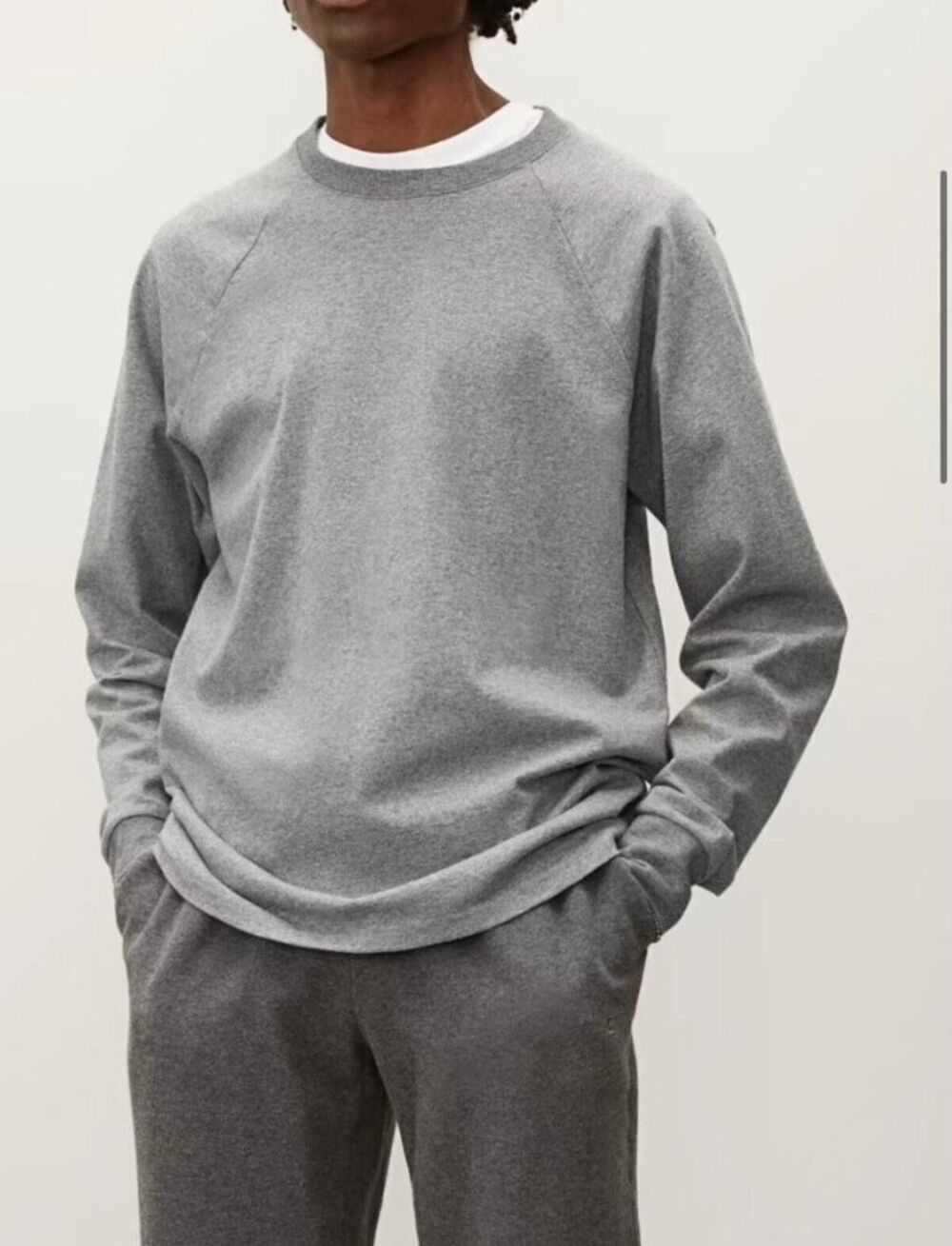 Everlane $58 Raglan Crew Neck Long Sleeve T Shirt Gray Men’s XXL NEW - Picture 1 of 9